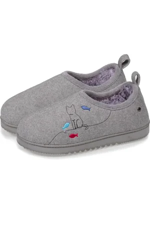 Isotoner Chaussons bottillons Femme Gris fantaisie chat