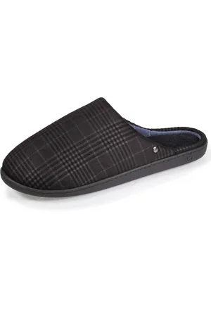 Isotoner Chaussons mules Homme Noir tartan