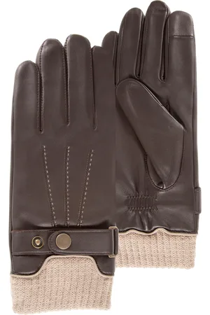 Isotoner Gants Homme tactiles cuir poignet tricot