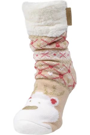 Isotoner Chaussettes fourrées Femme Beige Noël