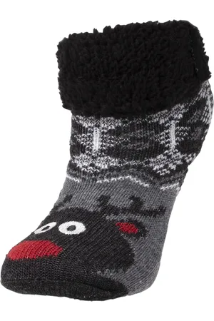 Isotoner Chaussettes fourrées Enfant Ours Noël Gris 1/8 ans