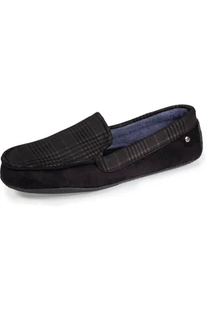 Isotoner Chaussons mocassins Homme Noir tartan