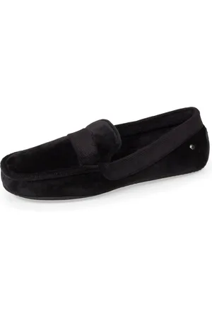 Isotoner Chaussons mocassins Homme velours doux Noir