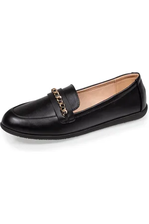 Isotoner Mocassins Noirs Femme chaîne dorée