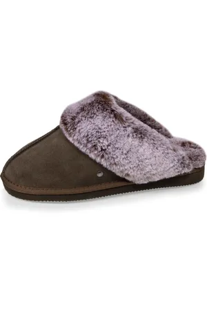 Isotoner Chaussons mules en cuir Femme