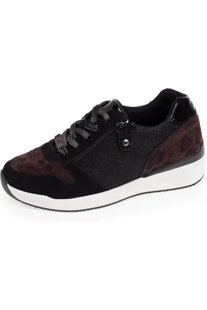 Isotoner Baskets Femme CONFORT PLUS à talon zippée Noir Léopard