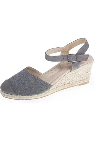 Isotoner Espadrilles fermées Femme talon corde Grise