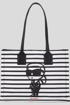 Karl Lagerfeld Sac Cabas Rayé Ikon Taille Moyenne