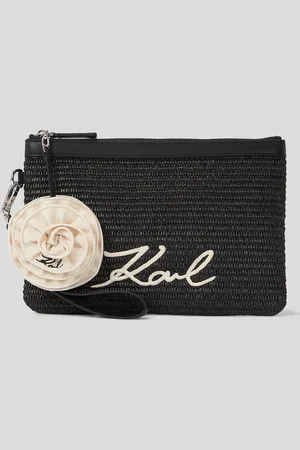 Karl Lagerfeld Pochette De Plage Florale En Raphia K/signature