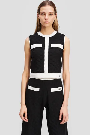 Karl Lagerfeld Contrast Piping Knit Top