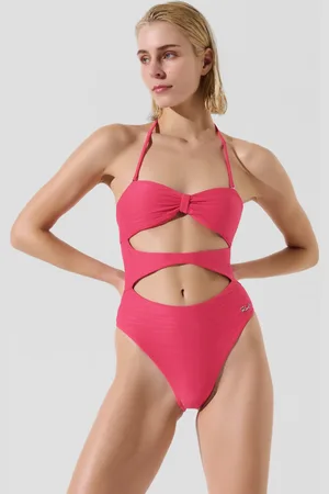 Karl Lagerfeld Ribbed Bandeau Swimsuit