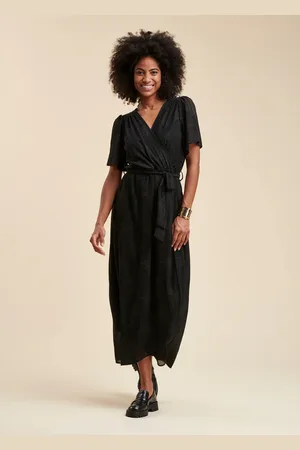 La Fee Maraboutee Robe longue faux portefeuille en voile imprimé pailleté