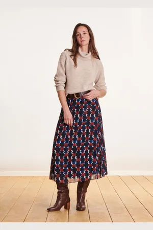 La Fee Maraboutee Jupe mi-longue plissée à imprimé bleu et rouge