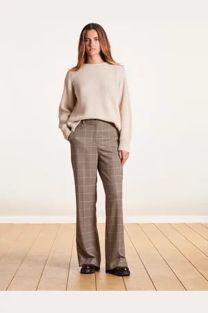 La Fee Maraboutee Pantalon marron large à carreaux