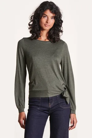 La Fee Maraboutee T-shirt kaki manches longues en jersey lurex