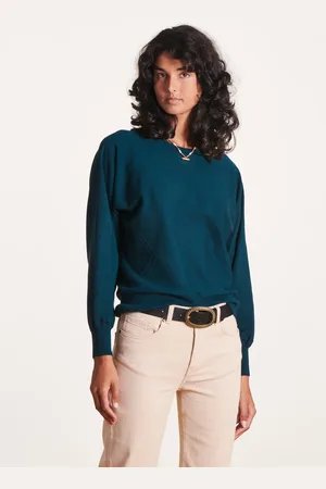 La Fee Maraboutee Pull bleu pétrole maille fine