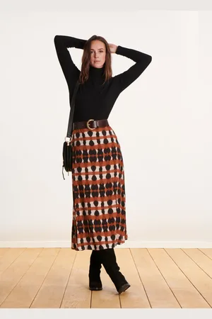 La Fee Maraboutee Jupe midi évasée terracotta à imprimé