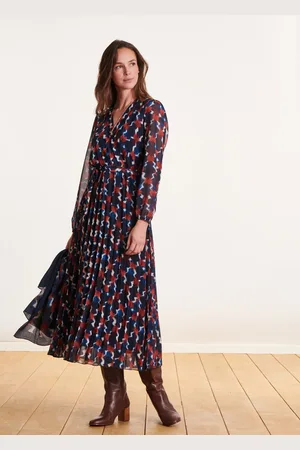 La Fee Maraboutee Robe longue plissée cache-caur à imprimé bleu et rouge