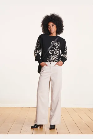 La Fee Maraboutee Pantalon large en velours écru