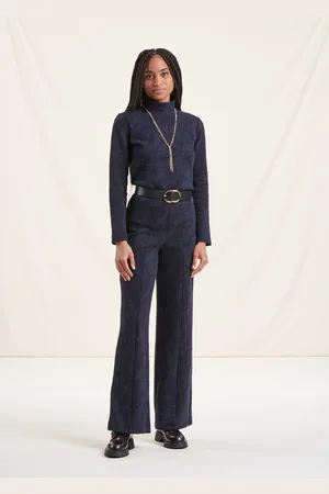 La Fee Maraboutee Pantalon droit noir et bleu
