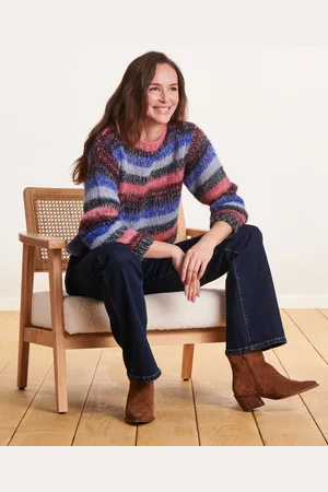 La Fee Maraboutee Pull ample bleu et rose à larges rayures