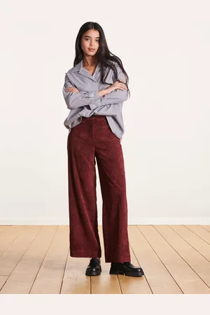 La Fee Maraboutee Pantalon large en velours bordeaux