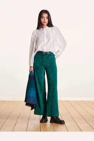 La Fee Maraboutee Pantalon large en velours bleu pétrole