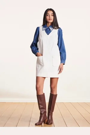 La Fee Maraboutee Robe courte chasuble écrue en velours