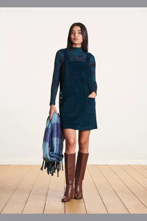 La Fee Maraboutee Robe courte chasuble bleu pétrole en velours