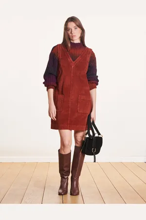 La Fee Maraboutee Robe courte chasuble terracotta en velours