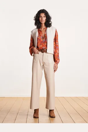 La Fee Maraboutee Pantalon large écru similicuir