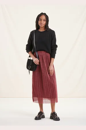 La Fee Maraboutee Jupe midi en voile bordeaux irisé
