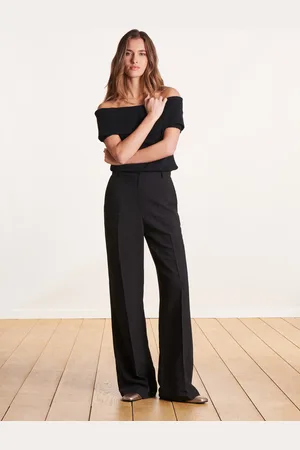 La Fee Maraboutee Pantalon droit et large en viscose/lin taille haute