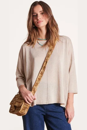 La Fee Maraboutee Pull doré manches 3/4 oversize