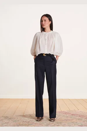 La Fee Maraboutee Pantalon bleu marine droit large upcyclé