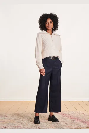 La Fee Maraboutee Pantalon bleu marine droit 7/8ème upcylé