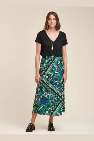 La Fee Maraboutee Jupe mi-longue en viscose Ecovero à imprimé foulard