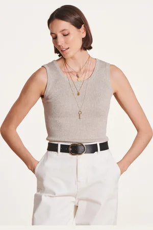 La Fee Maraboutee Débardeur beige en maille irisée