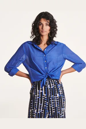 La Fee Maraboutee Chemise bleue en voile coton/soie