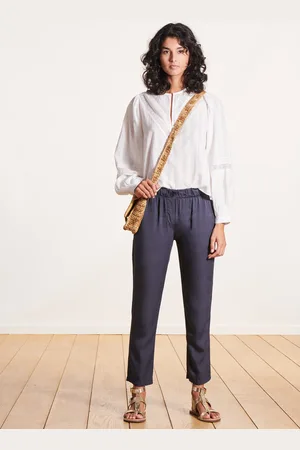 La Fee Maraboutee Pantalon fluide bleu en lyocell