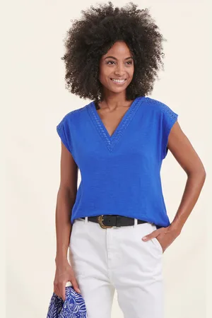 La Fee Maraboutee T-shirt bleu roi en coton biologique petites manches