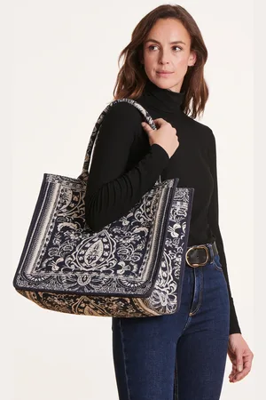 La Fee Maraboutee Sac cabas bleu marine en jacquard