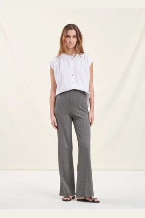 La Fee Maraboutee Pantalon droit motif chevrons gris foncé