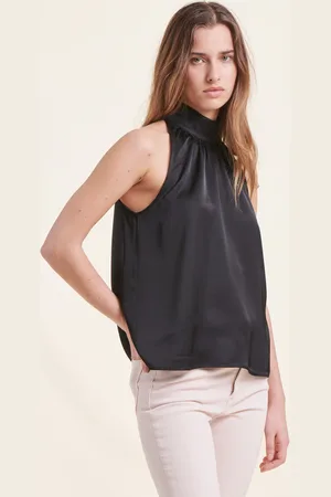 La Fee Maraboutee Top en satin sans manches col montant