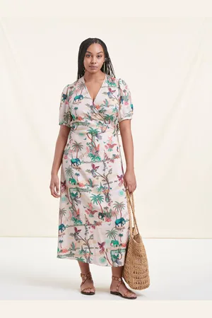 La Fee Maraboutee Robe longue portefeuille écrue imprimée