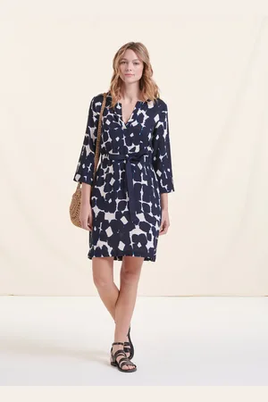 La Fee Maraboutee Robe courte cintrée bleu foncé à imprimé ethnique