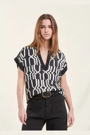 La Fee Maraboutee Top manches courtes à imprimé graphique noir et blanc