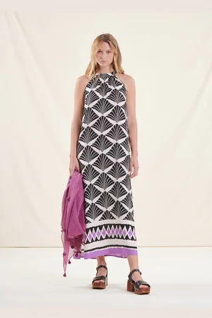 La Fee Maraboutee Robe longue bain de soleil sans manches imprimée