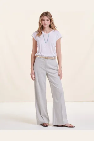 La Fee Maraboutee Pantalon droit rayé gris