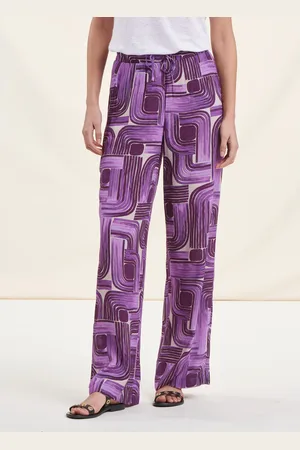 La Fee Maraboutee Pantalon fluide lavande taille élastique imprimé graphique